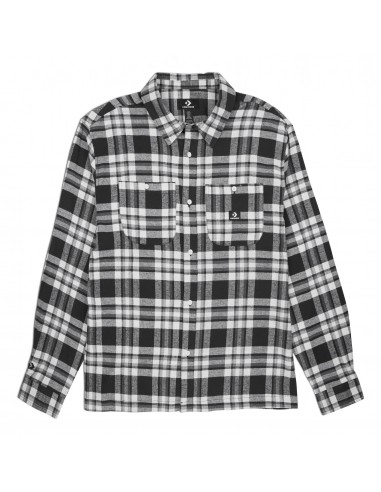 Converse Plaid Button Down Shirt Black pas chere