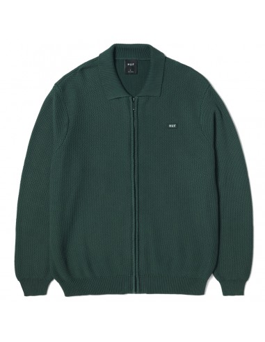 Huf Anton Zip Overdyed Sweater Hunter Green les ligaments